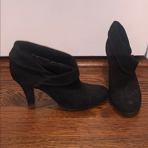 Black ankle booties low cut side 3 inch heel